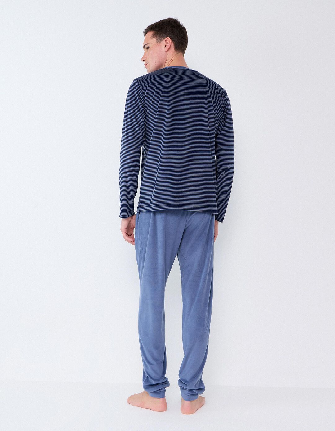 Pijama &Agrave;s Riscas, Homem, Azul Escuro