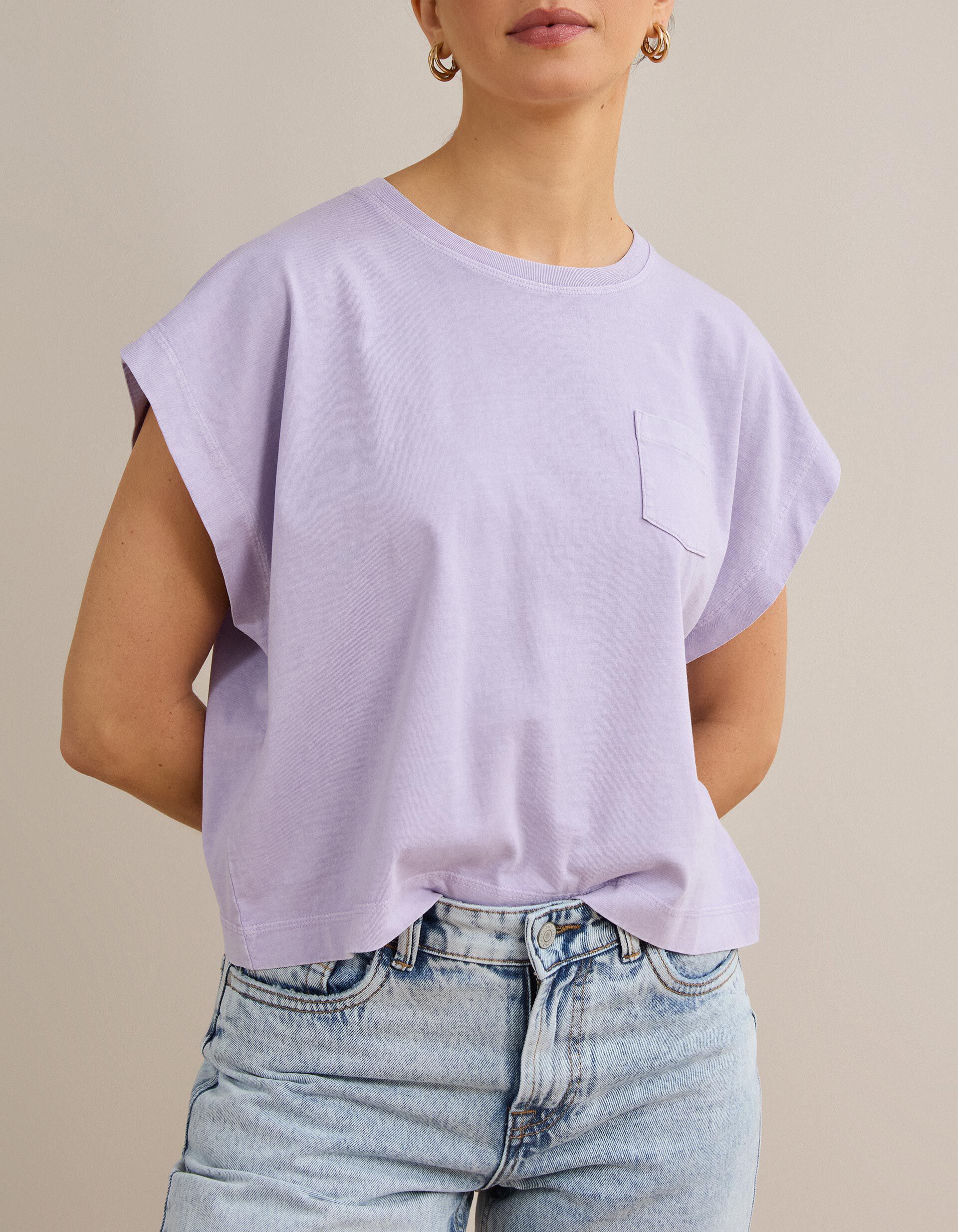 Comprar Online T-shirt Com Bolso, Mulher, Roxo Claro