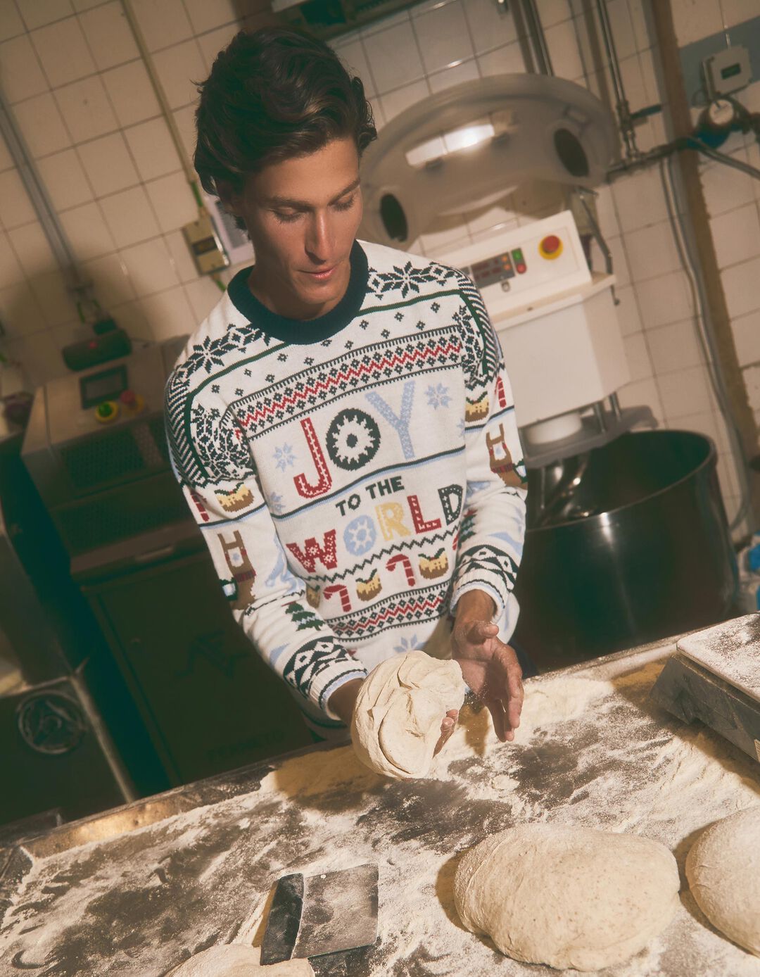 Camisola Natal de Malha, Homem, Bege 