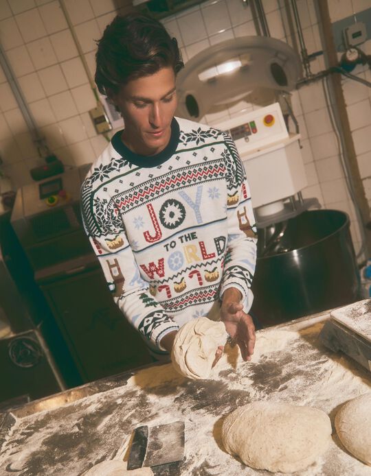 Comprar Online Camisola Natal de Malha, Homem, Bege 