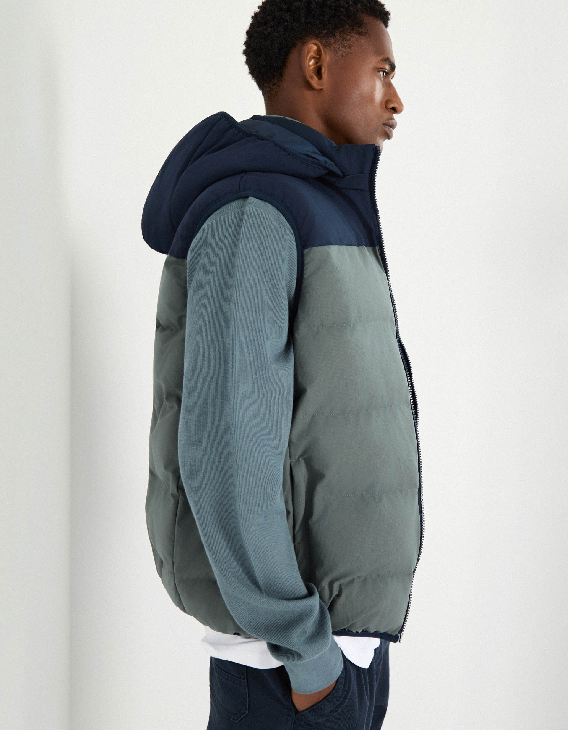 Comprar Online Colete Acolchoado com Capuz, Homem, Verde Escuro 