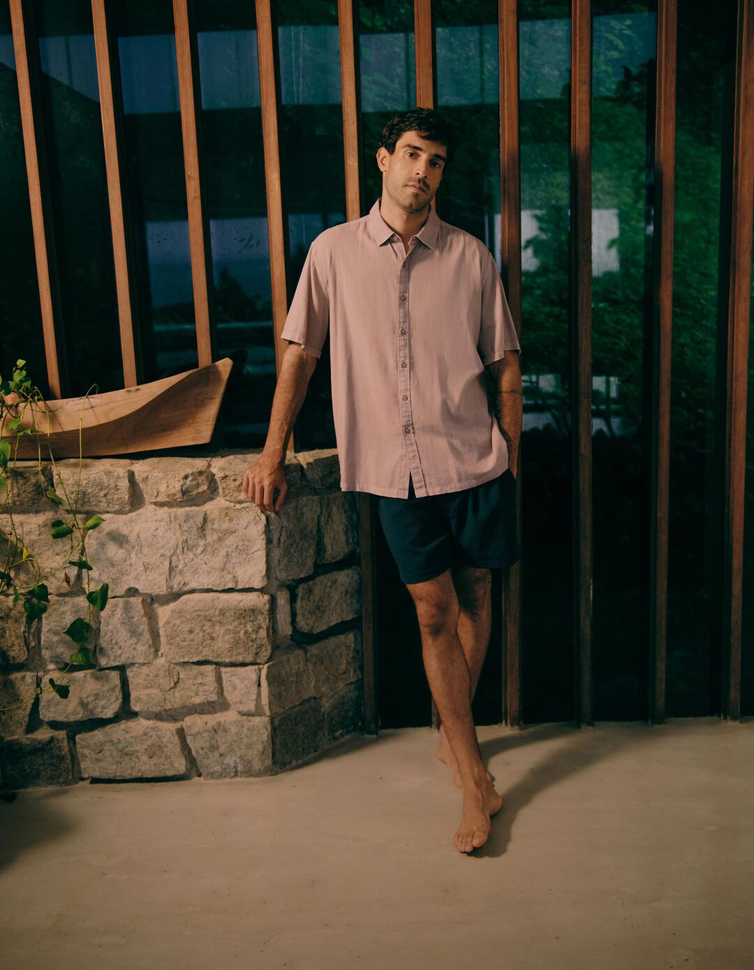 Camisa com Linho, Homem, Rosa