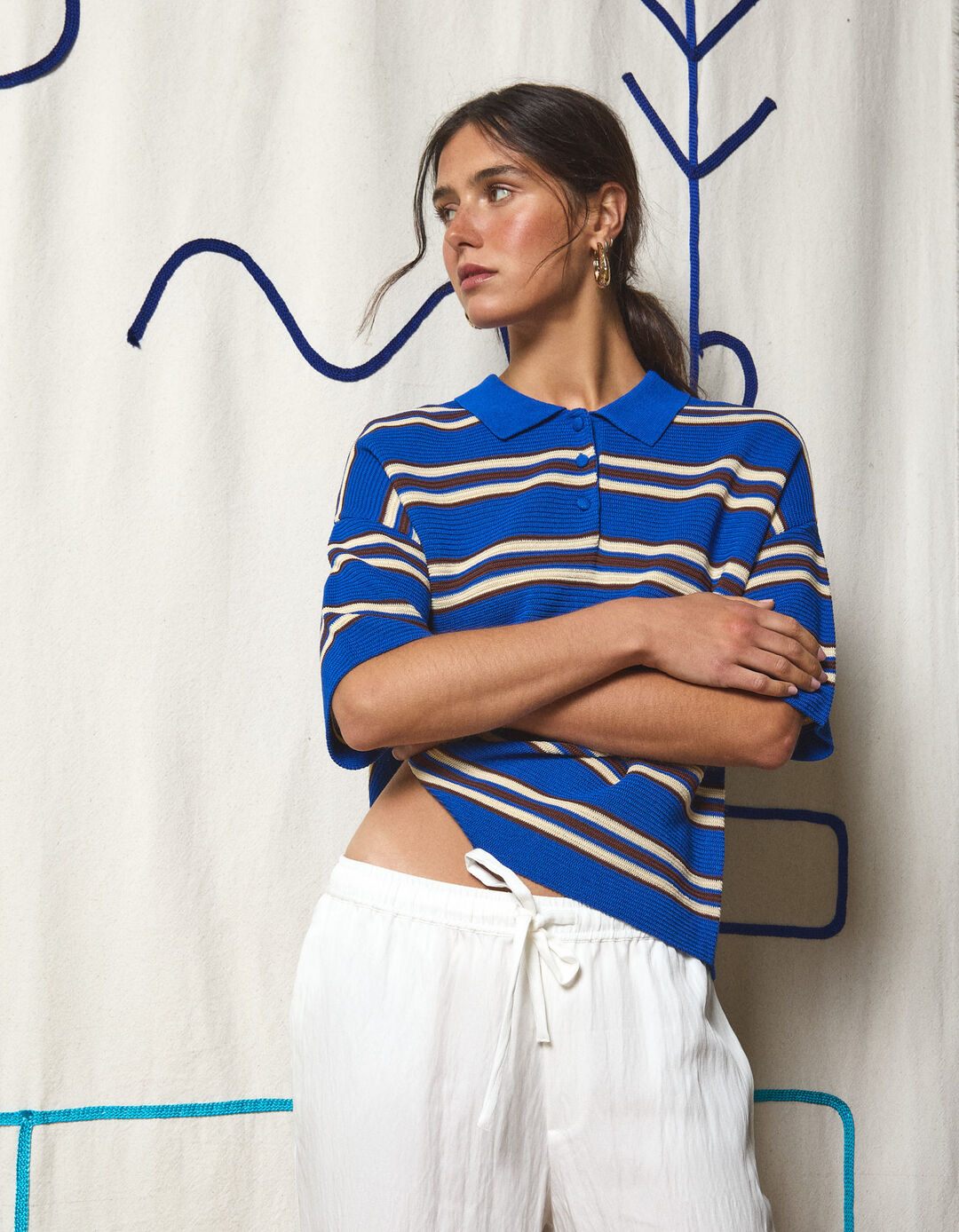 Polo de Malha, Mulher, Azul
