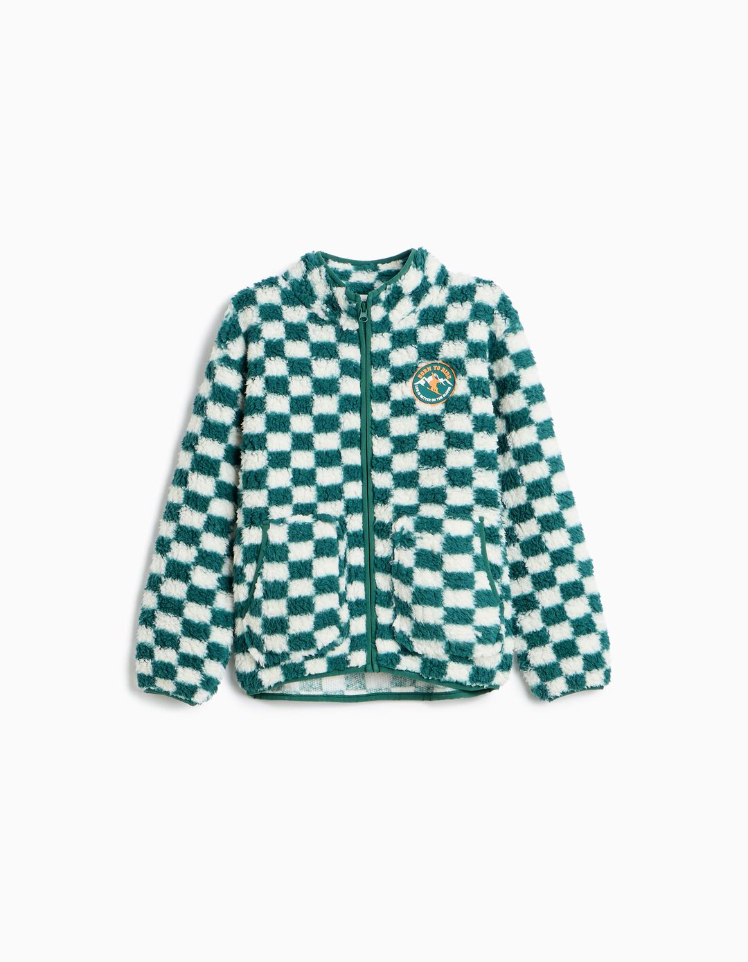Casaco Sherpa Xadrez, Menino, Verde