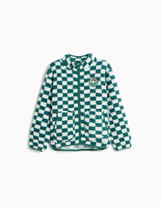 Comprar Online Casaco Sherpa Xadrez, Menino, Verde