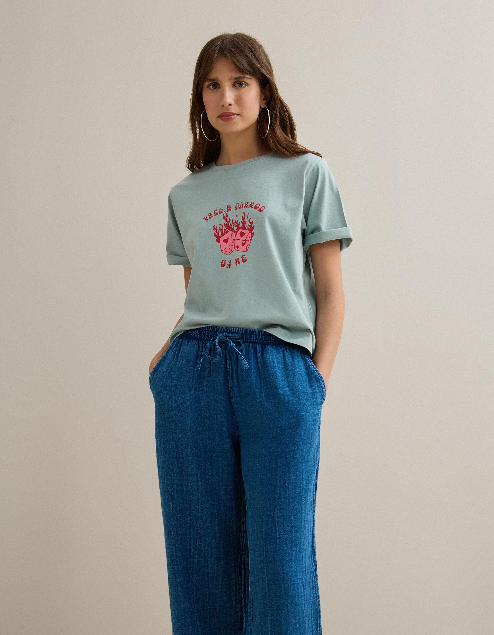 Comprar Online T-shirt Estampada, Mulher, Azul