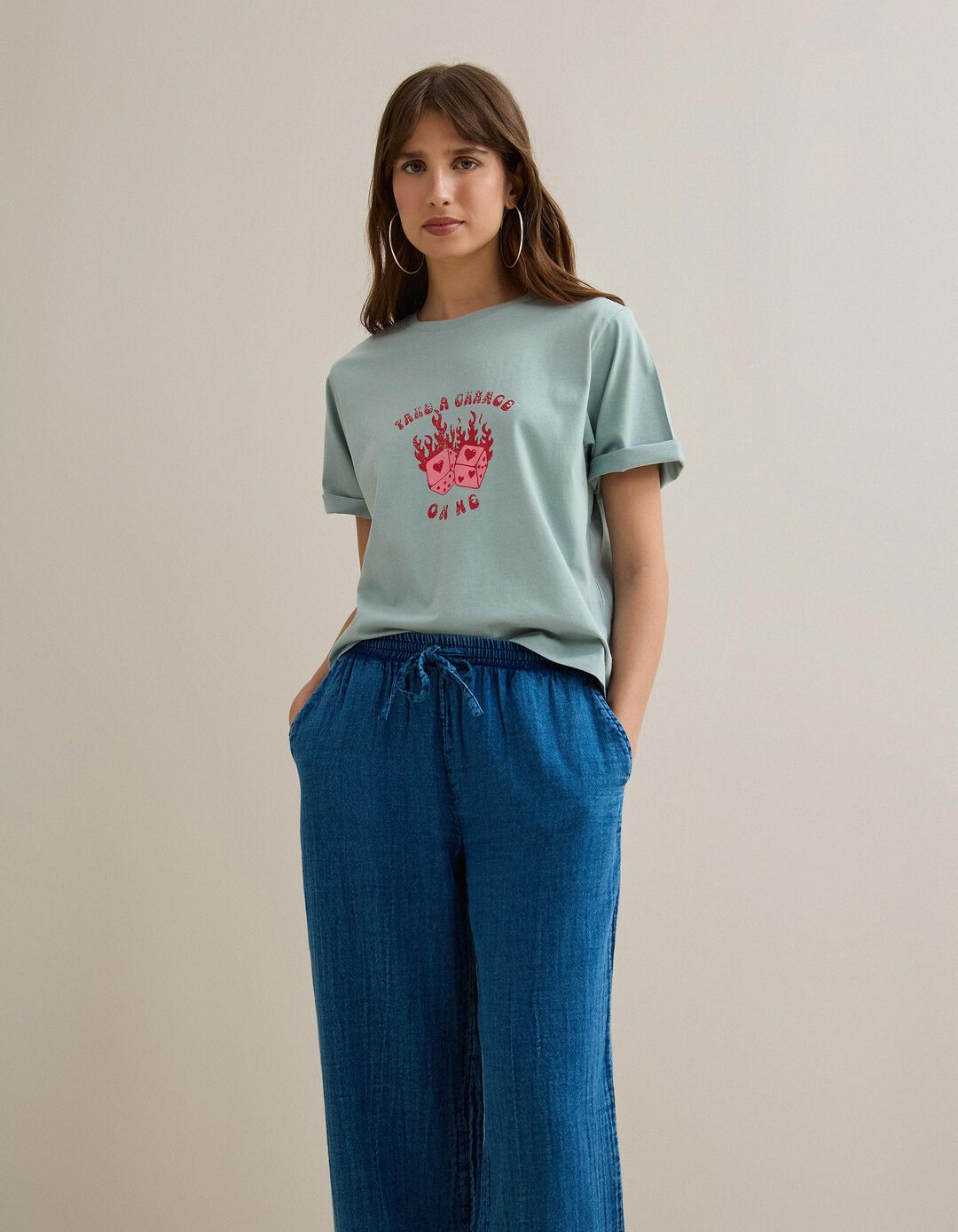 T-shirt Estampada, Mulher, Azul