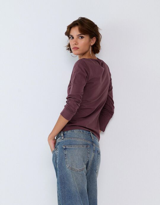 Comprar Online Camisola De Manga Comprida, Mulher, Vermelho Escuro