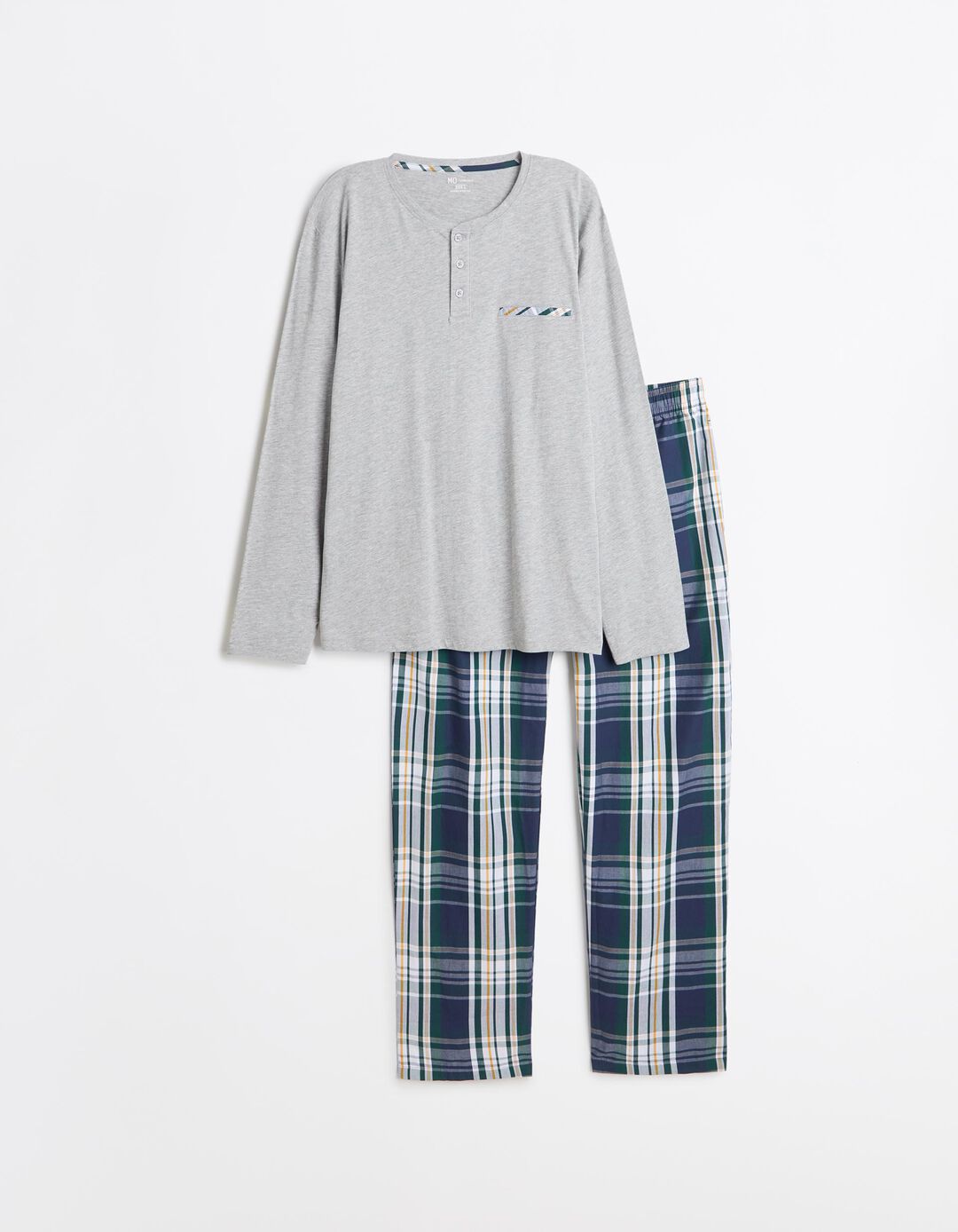 Pijama Xadrez, Homem, Cinzento