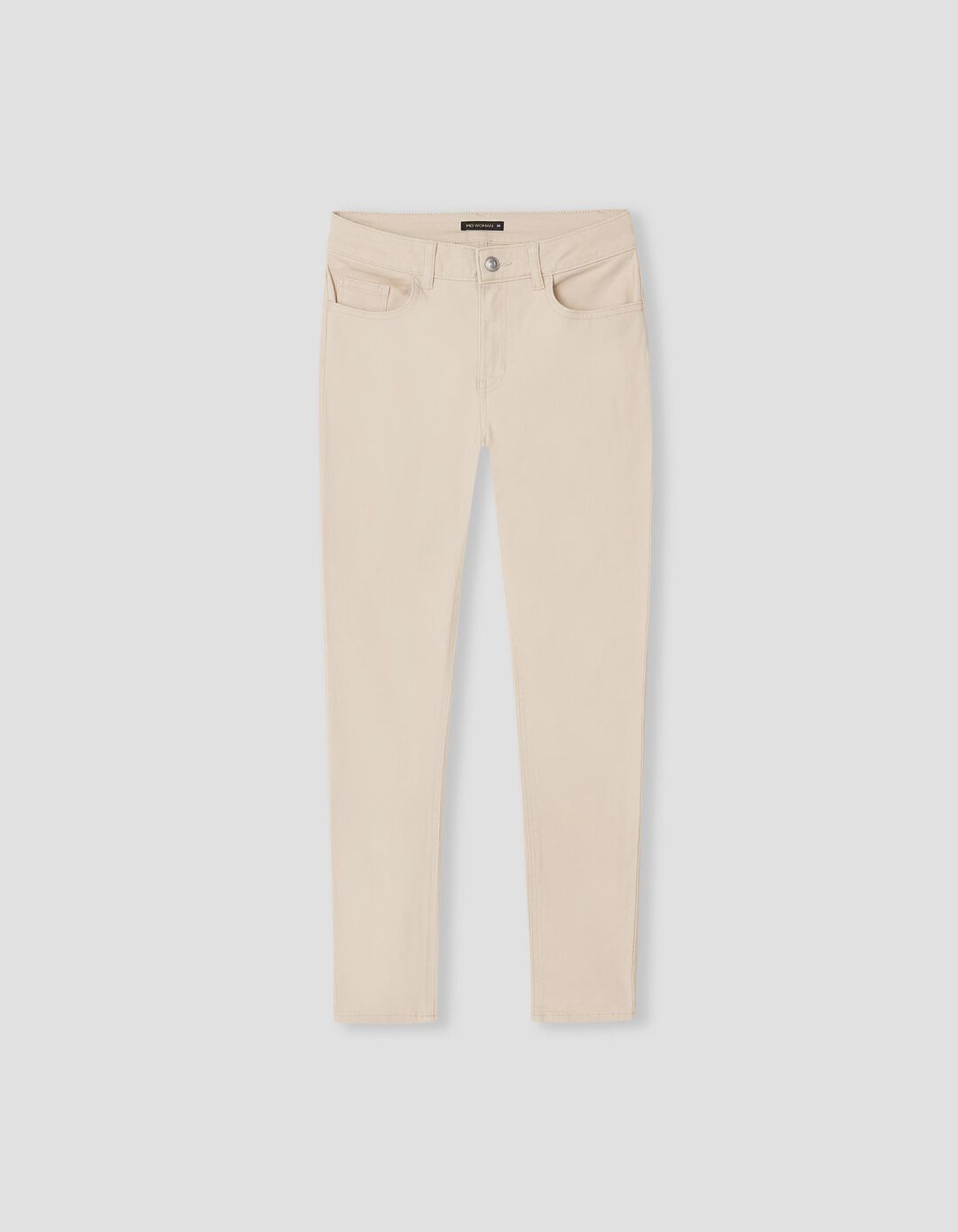 Skinny Twill Trousers, Women, Beige