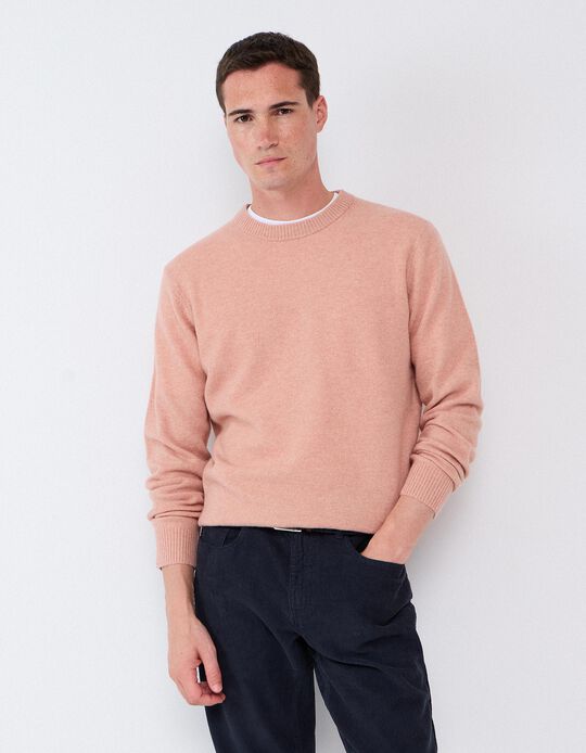 Comprar Online Camisola Com Mistura De L&atilde;, Homem, Rosa
