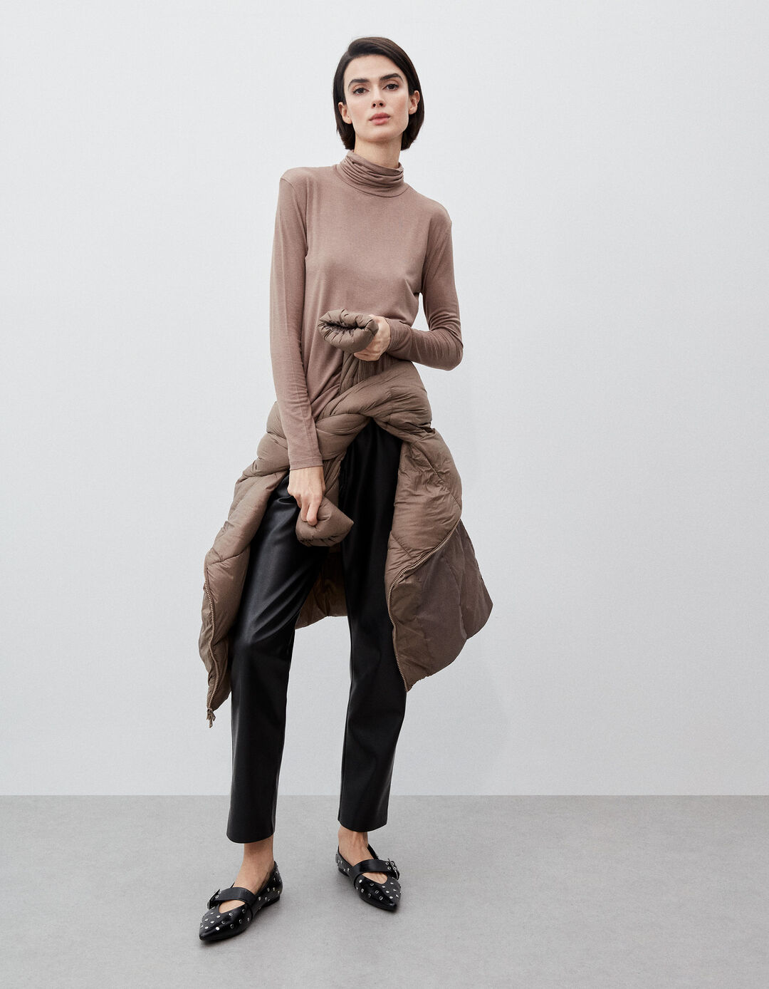 Turtleneck Sweater, Women, Dark Beige