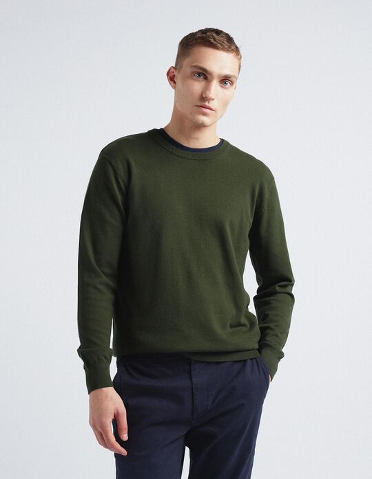 Knitted Jumper, Men, Dark Green