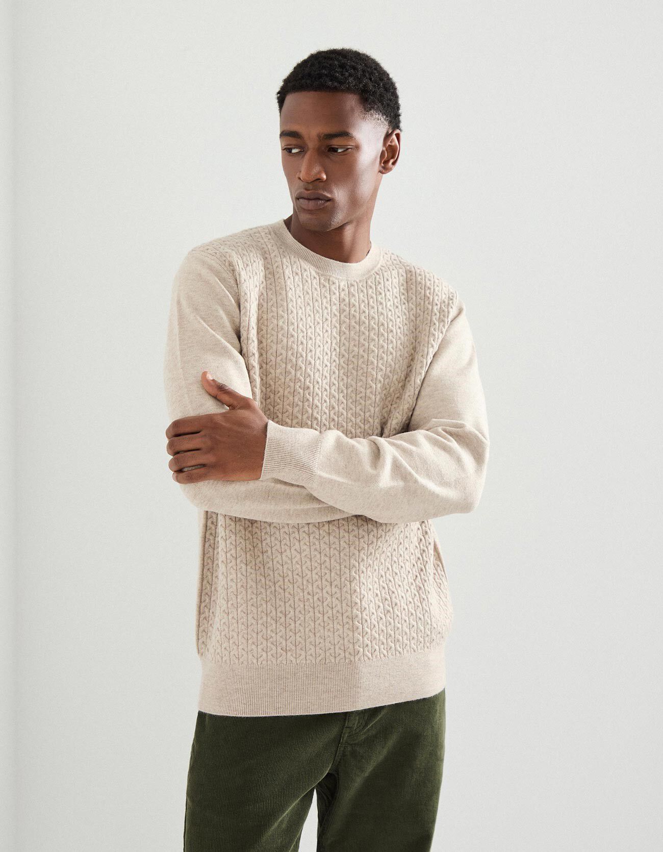 Camisola de Malha, Homem, Bege