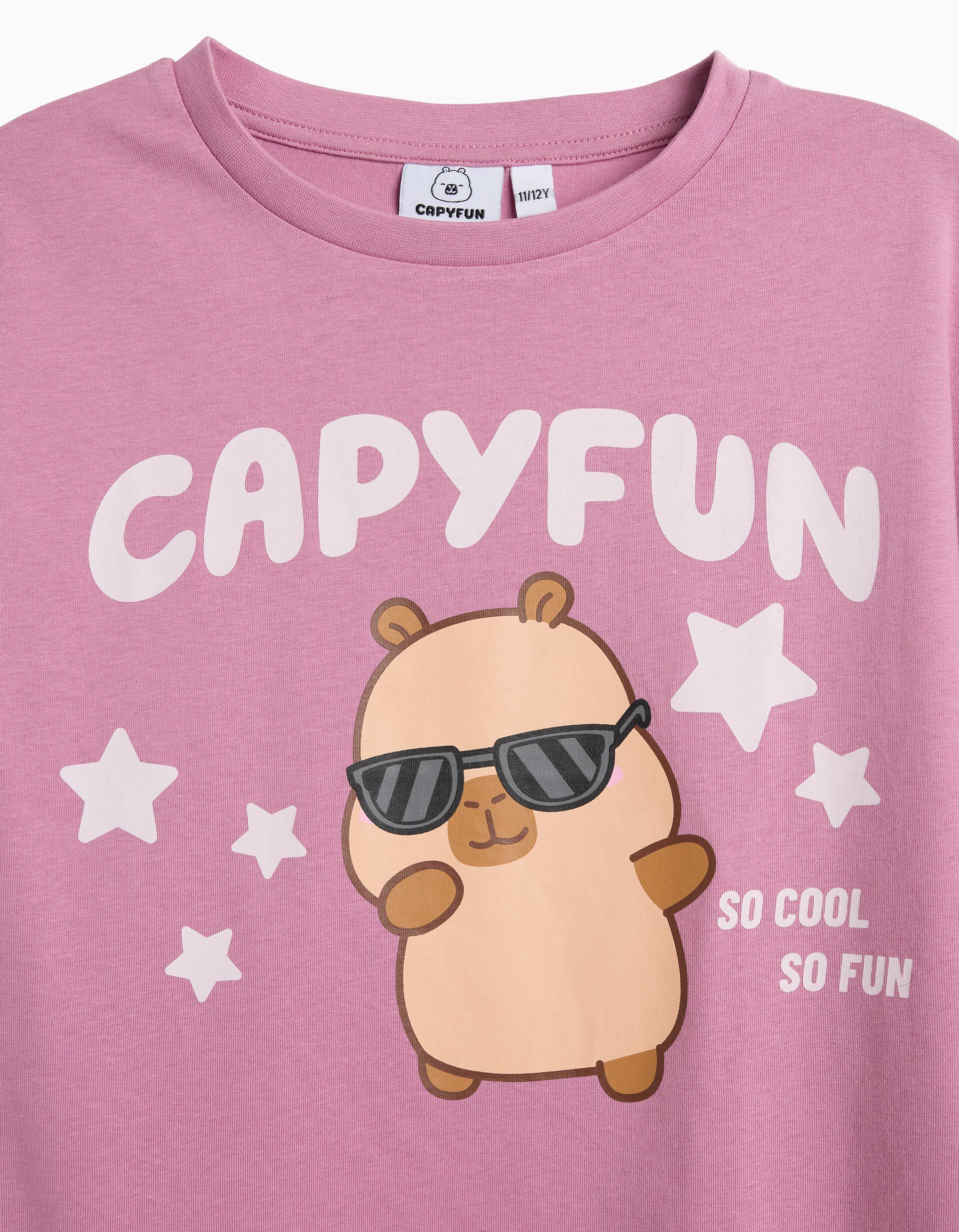 Comprar Online T-shirt Boxy 'CapyFun', Menina, Rosa