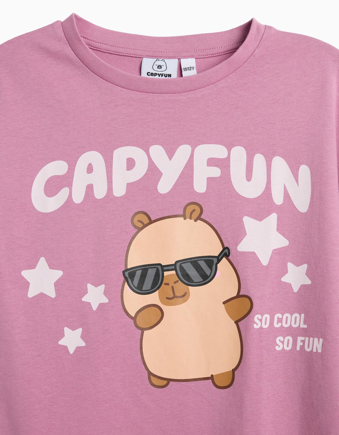 T-shirt Boxy 'CapyFun', Menina, Rosa