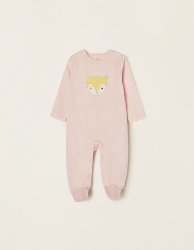 Velour Sleepsuit for Baby Girls 'Fox', Pink