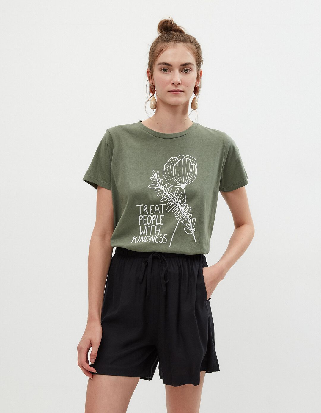 T-shirt Estampado, Mulher, Verde Escuro