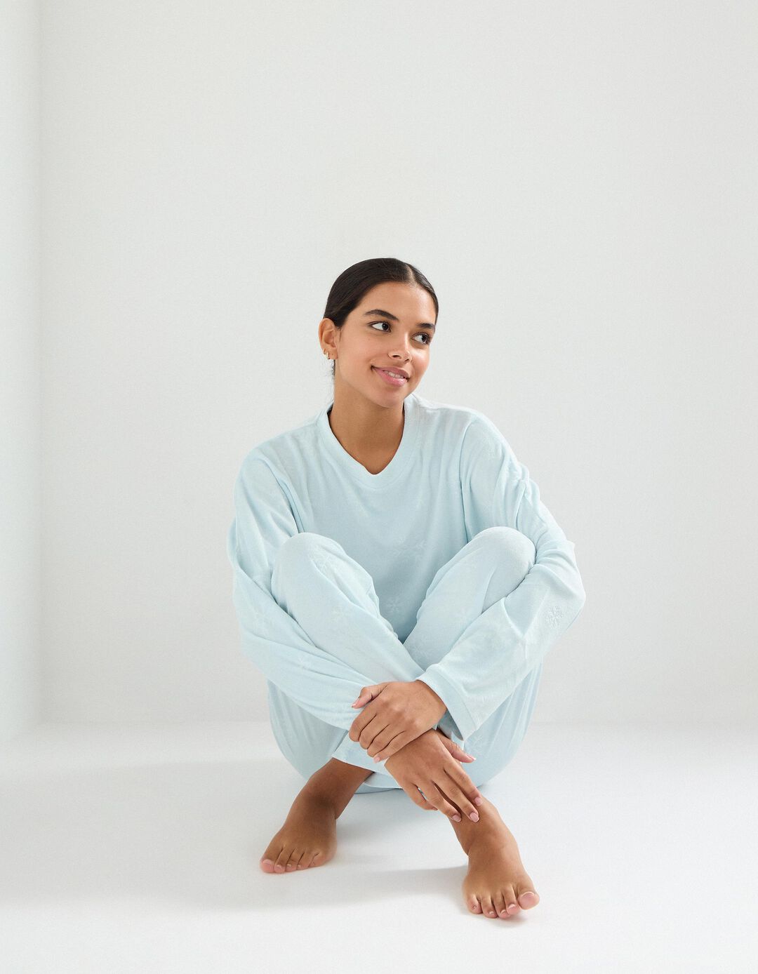 Pijama Veludo, Mulher, Azul Claro