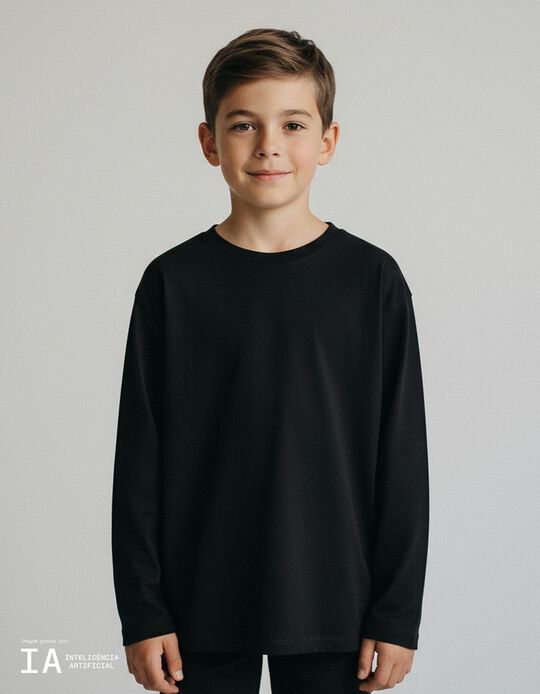 Comprar Online T-shirt Manga Comprida, Menino, Preto