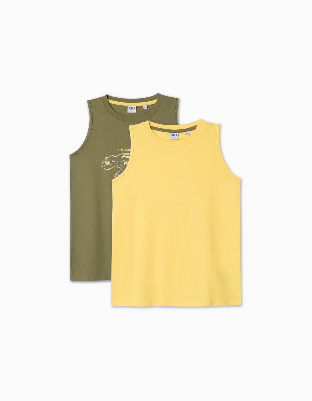 Pack 2 T-shirts sem Mangas, Menino, Amarelo/Verde Escuro