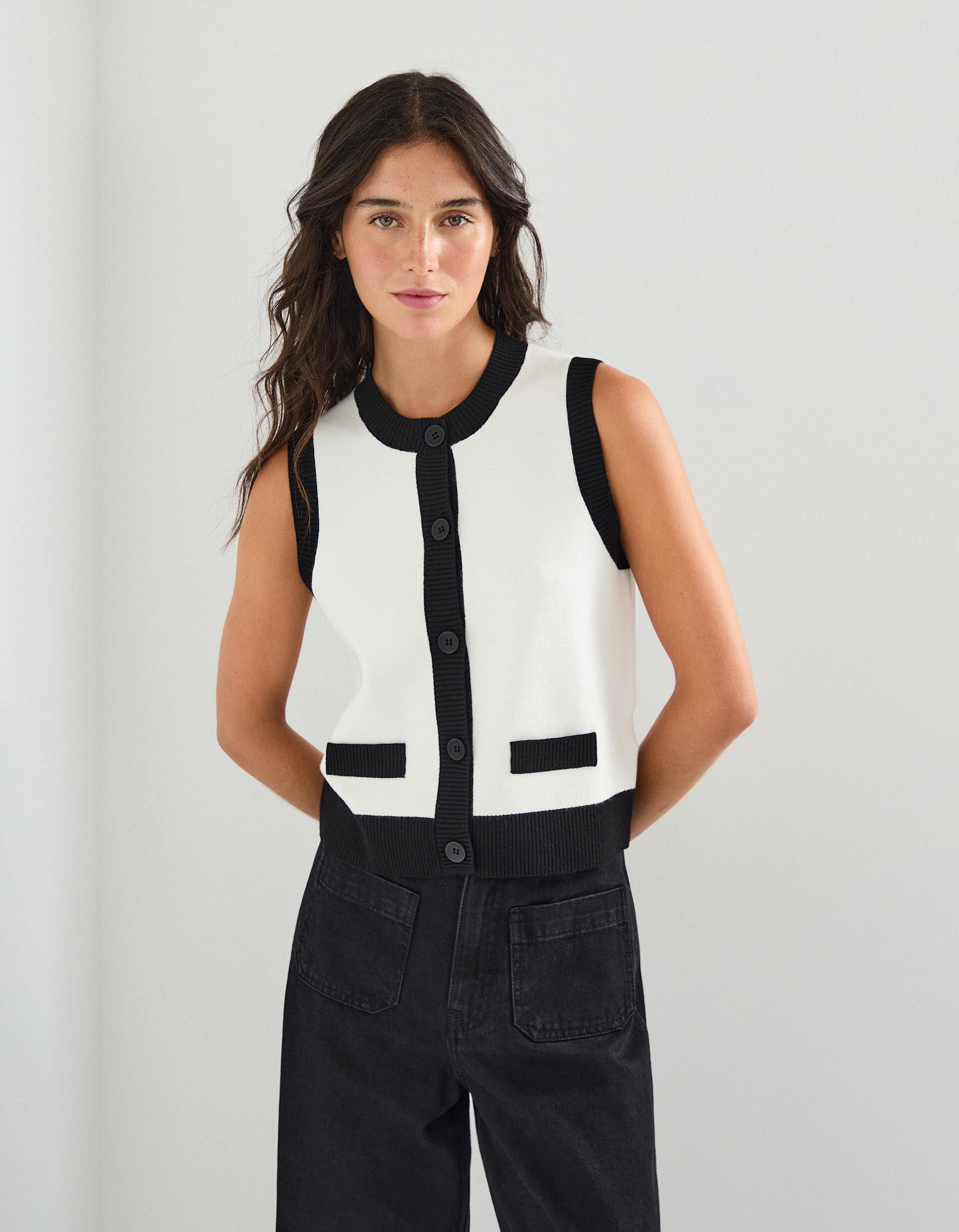 Comprar Online Colete com Contraste, Mulher, Branco