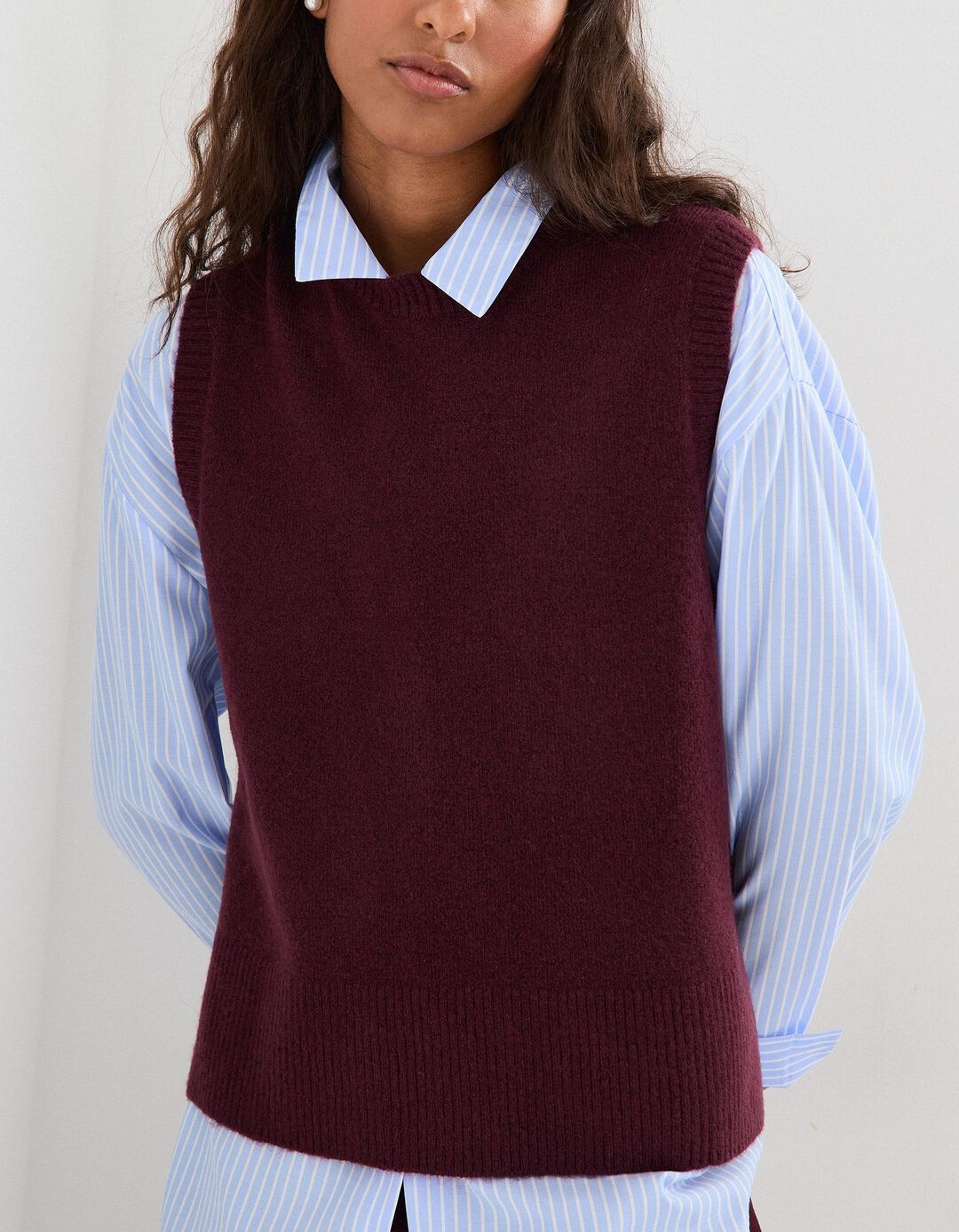 Colete de Malha, Mulher, Vermelho Escuro