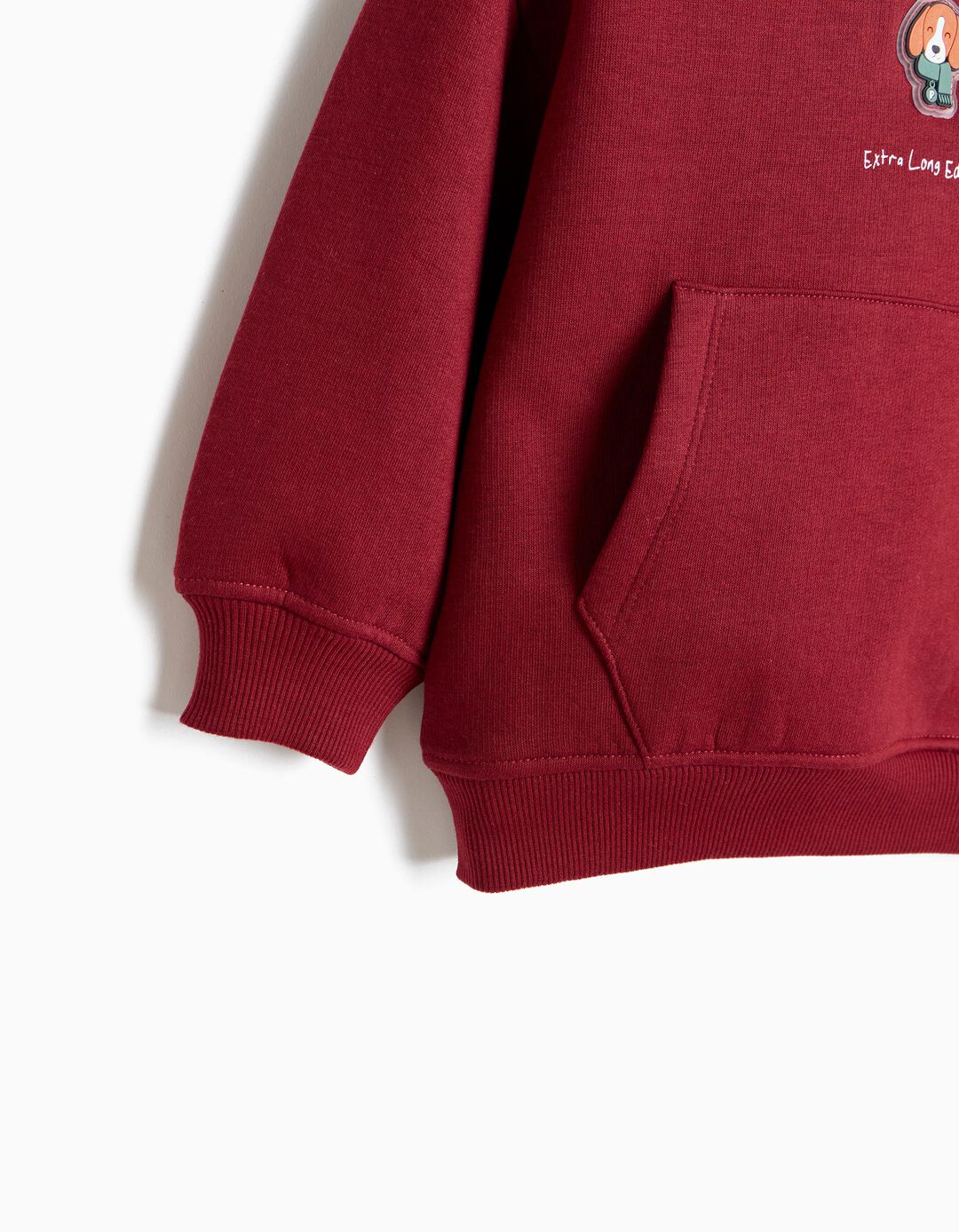 Sweatshirt Com Capuz, Menino, Vermelho Escuro