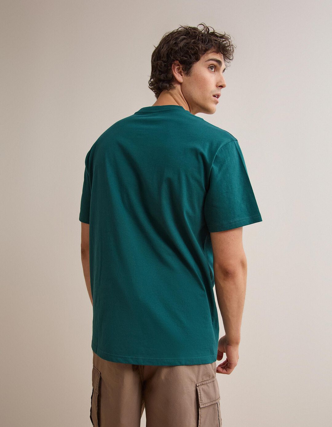 T-shirt Jersey Estampada, Homem, Verde Escuro