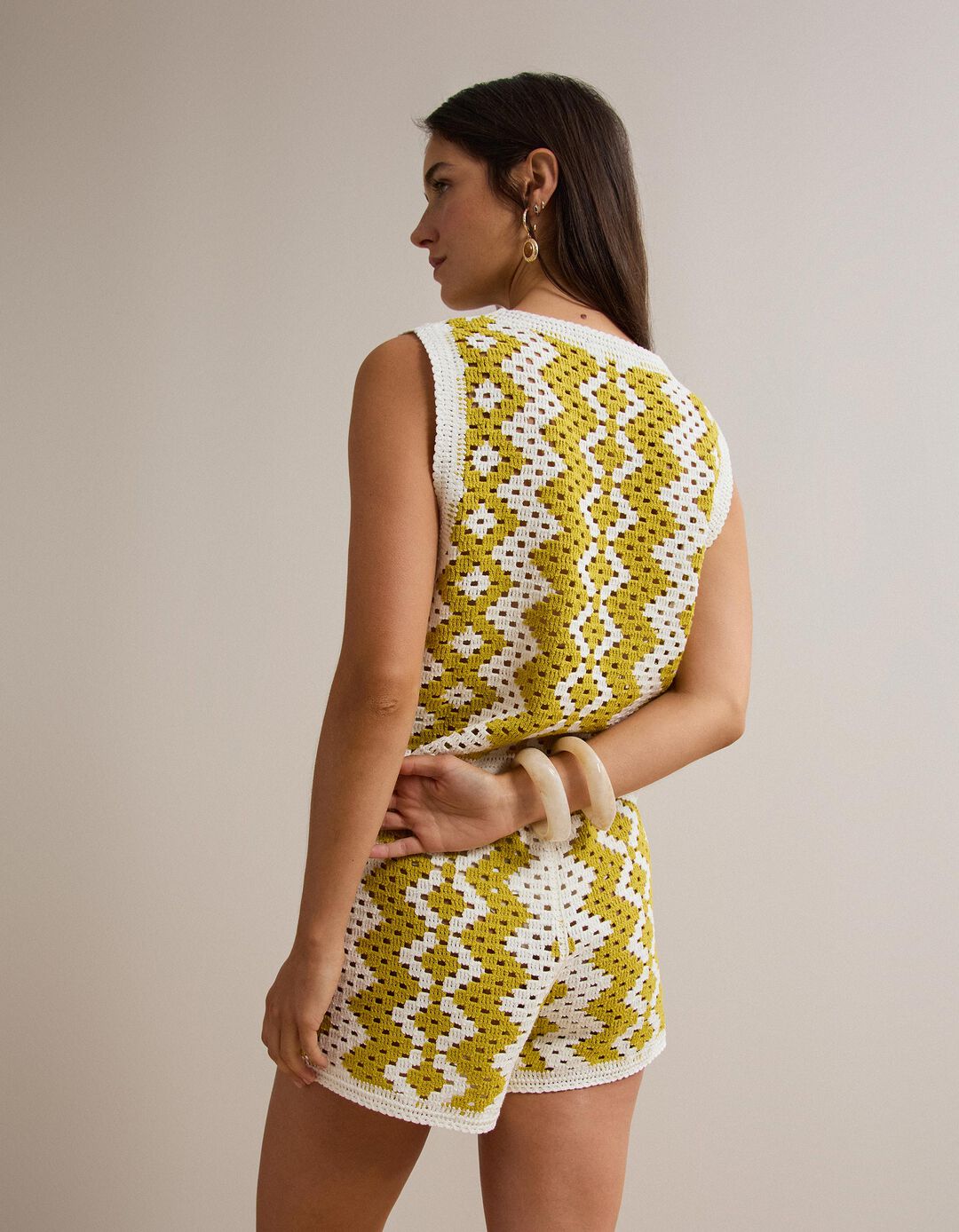 Cal&ccedil;&otilde;es Crochet, Mulher, Amarelo