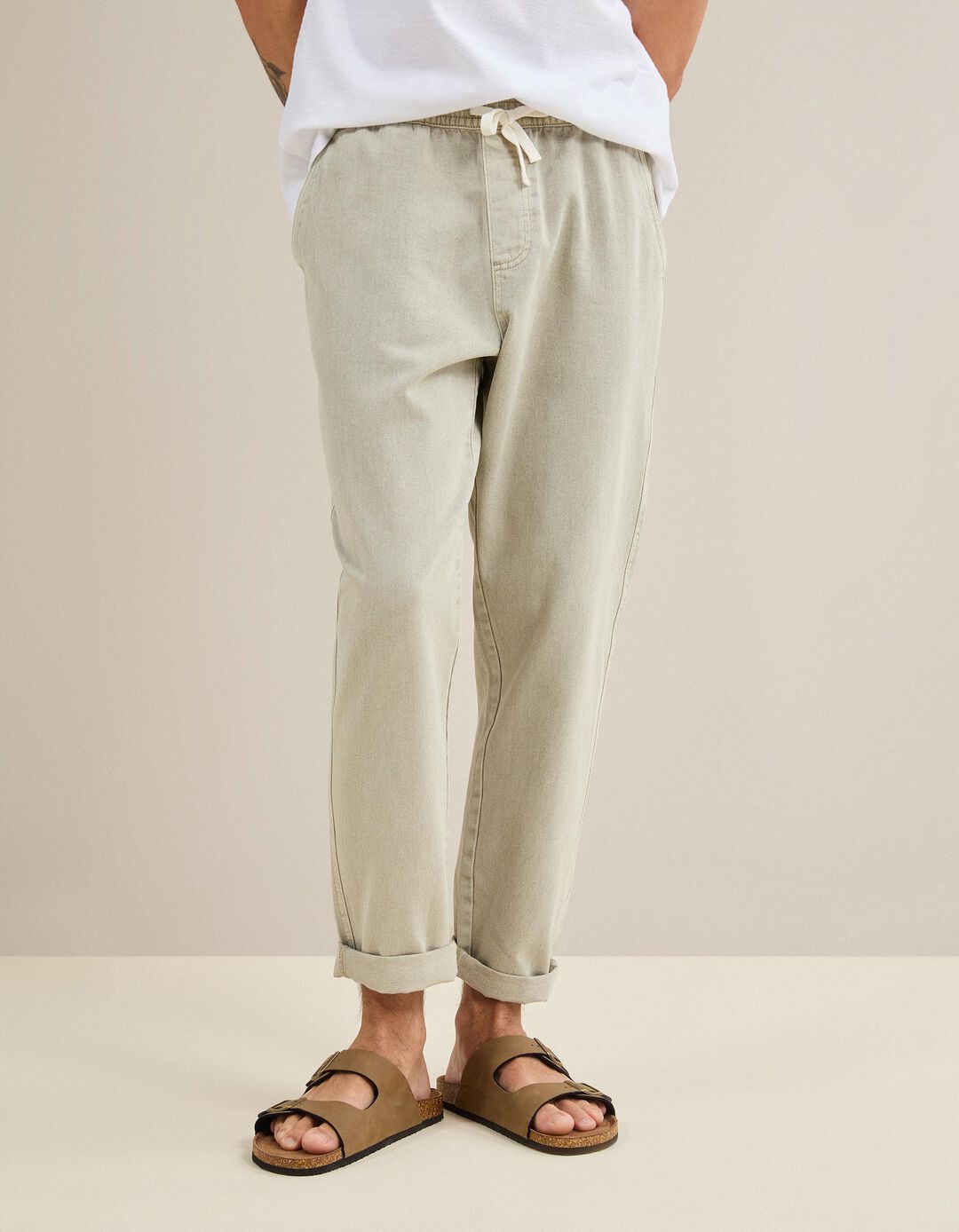 Cal&ccedil;as Joggers, Homem, Bege