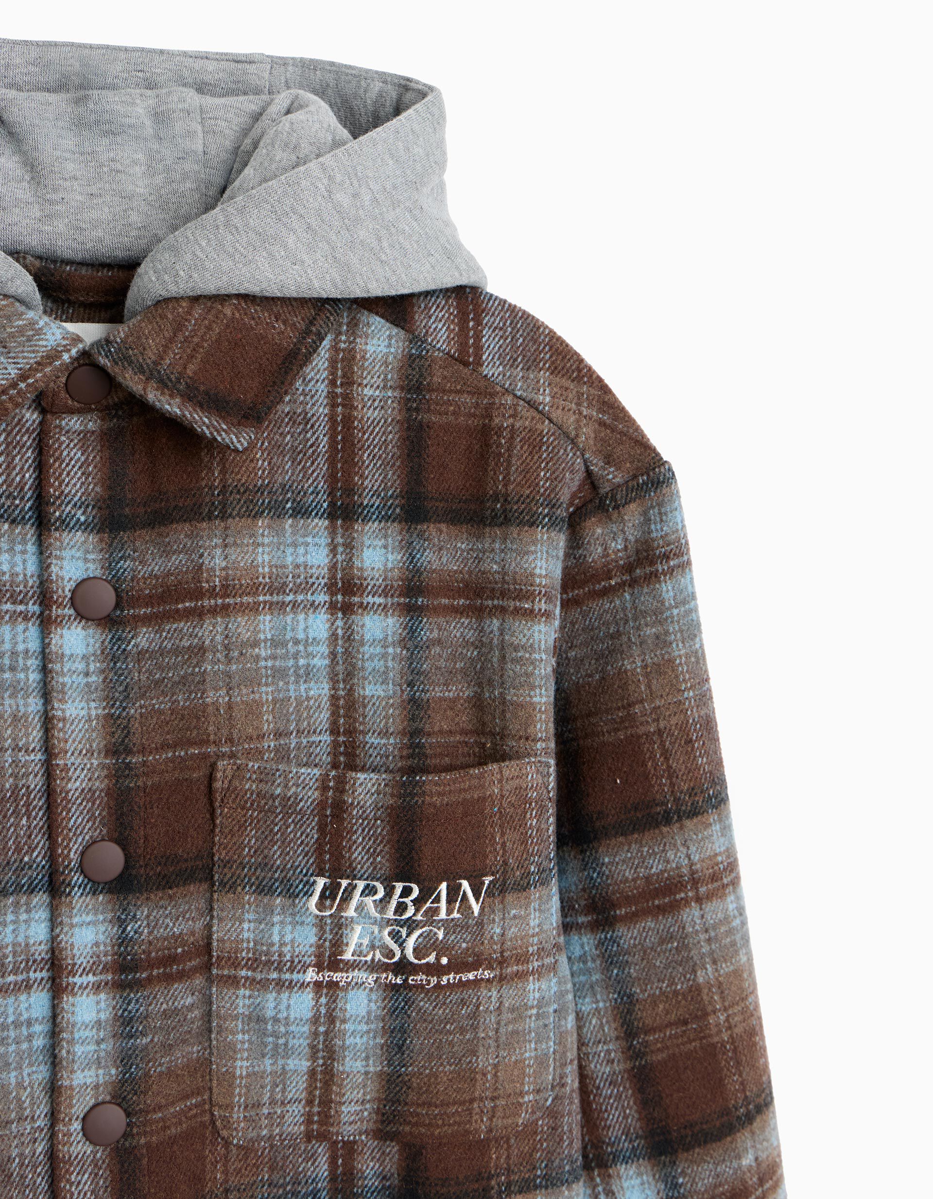 Comprar Online Camisa Xadrez Com Capuz, Menino, Castanho