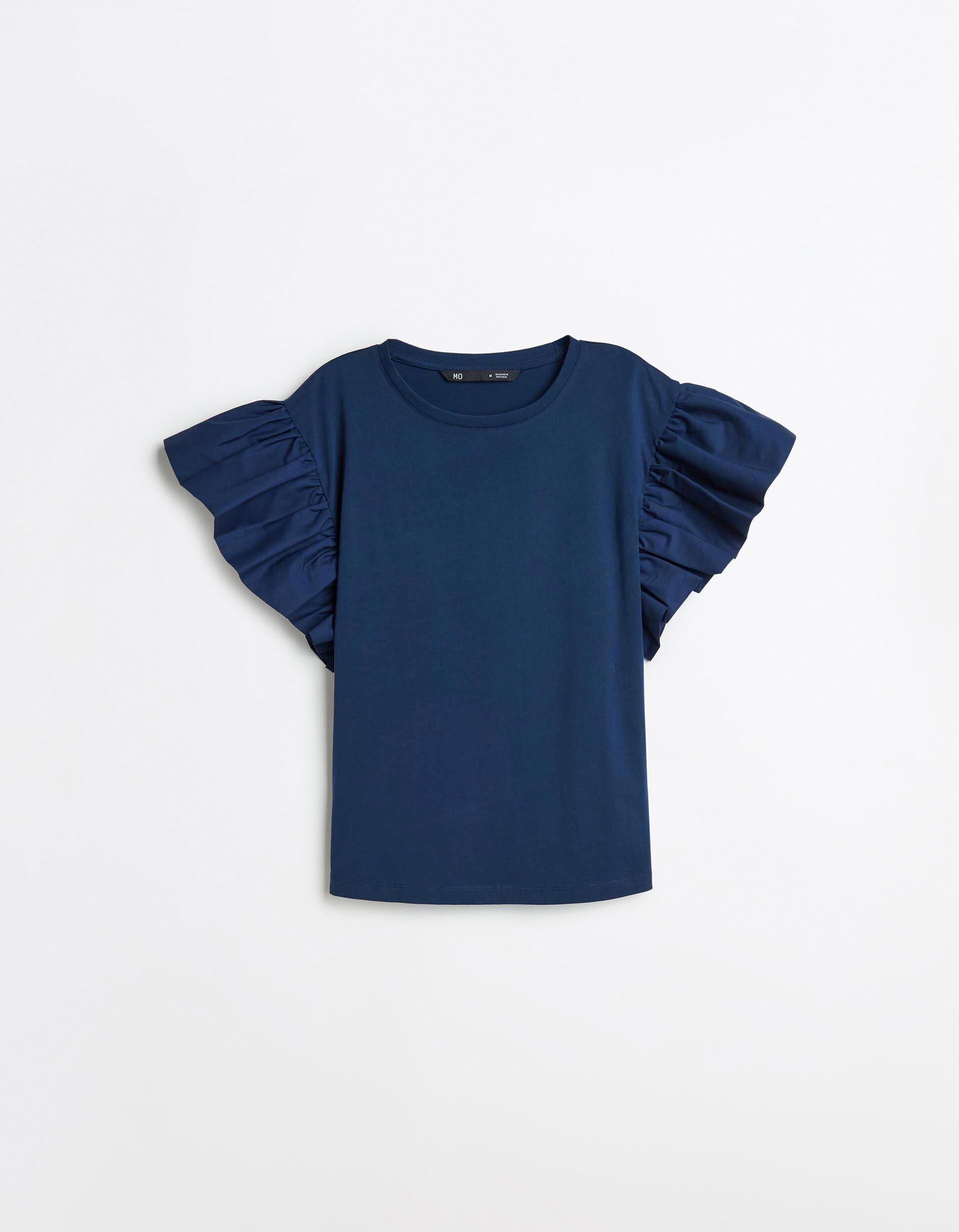 Comprar Online T-shirt Folhos, Mulher, Azul Escuro