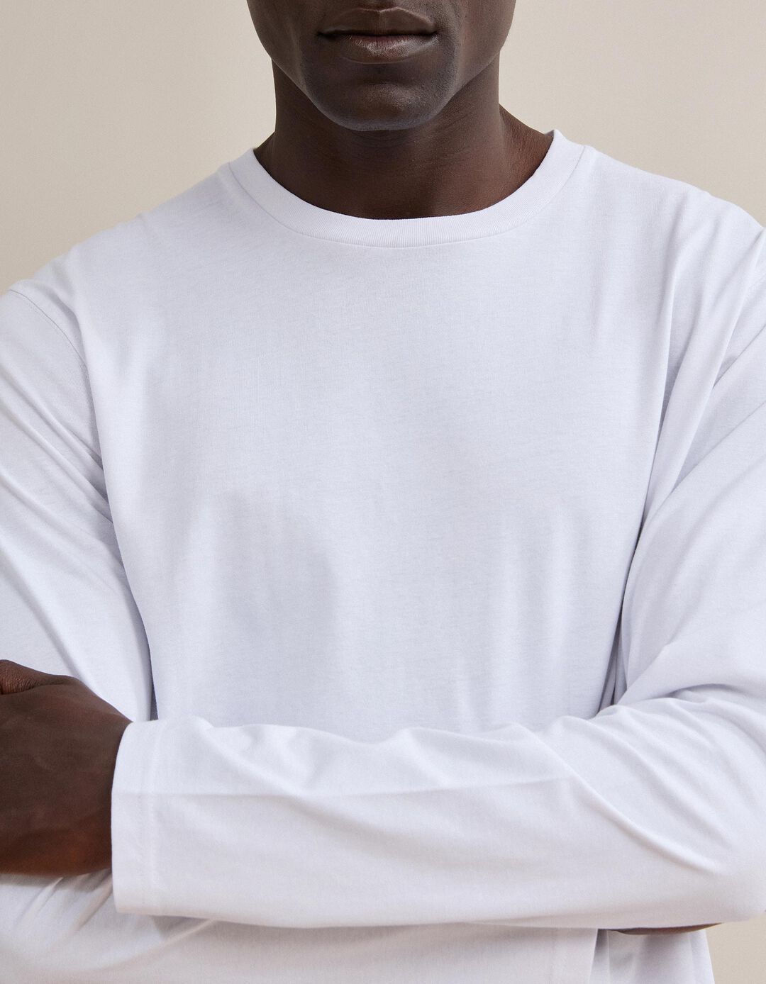 T-shirt De Manga Comprida, Homem, Branco