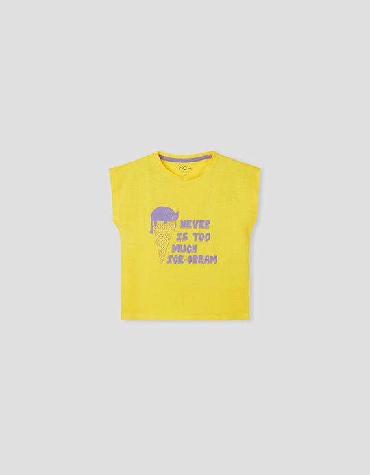 T-shirt, Girls, Yellow