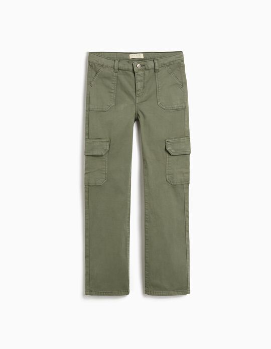 Comprar Online Calças de Ganga Cargo, Menina, Verde Claro 