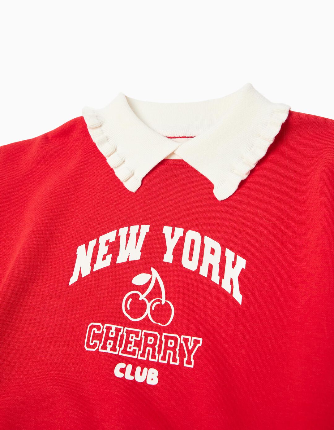 Sweatshirt com Gola, Menina, Vermelho 