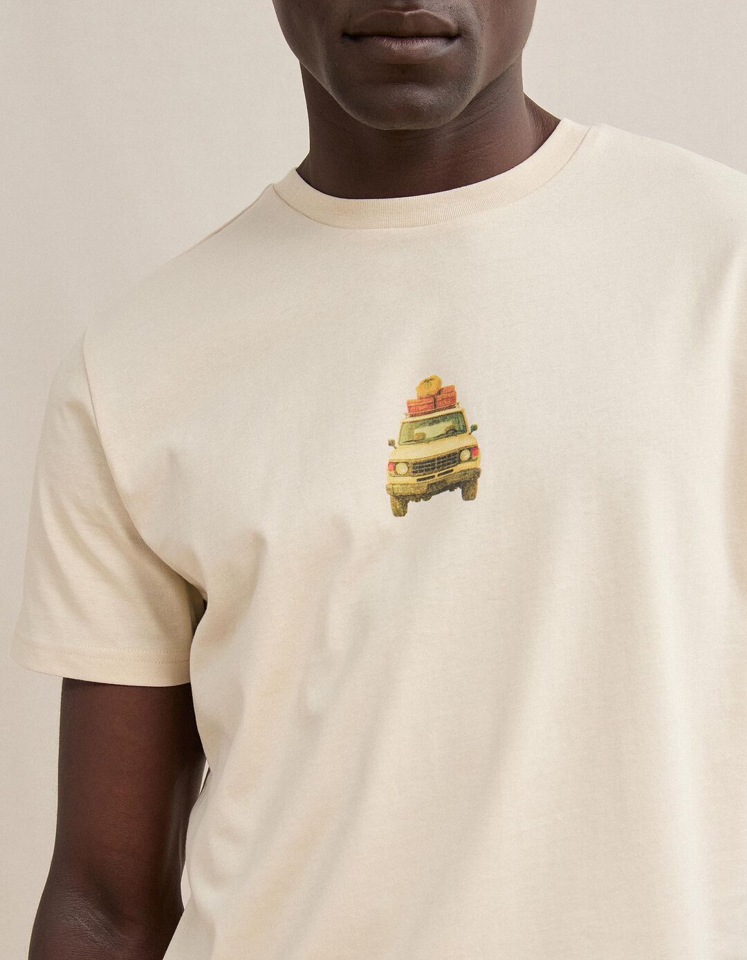T-shirt Jersey Estampada, Homem, Bege Claro