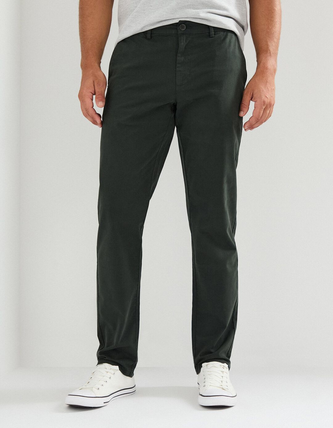 Calças Chino Slim, Homem, Verde Escuro