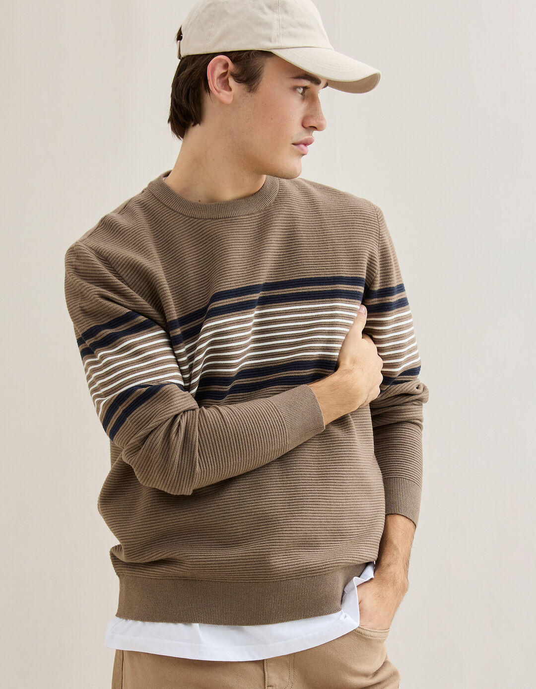 Camisola de Malha, Homem, Castanho