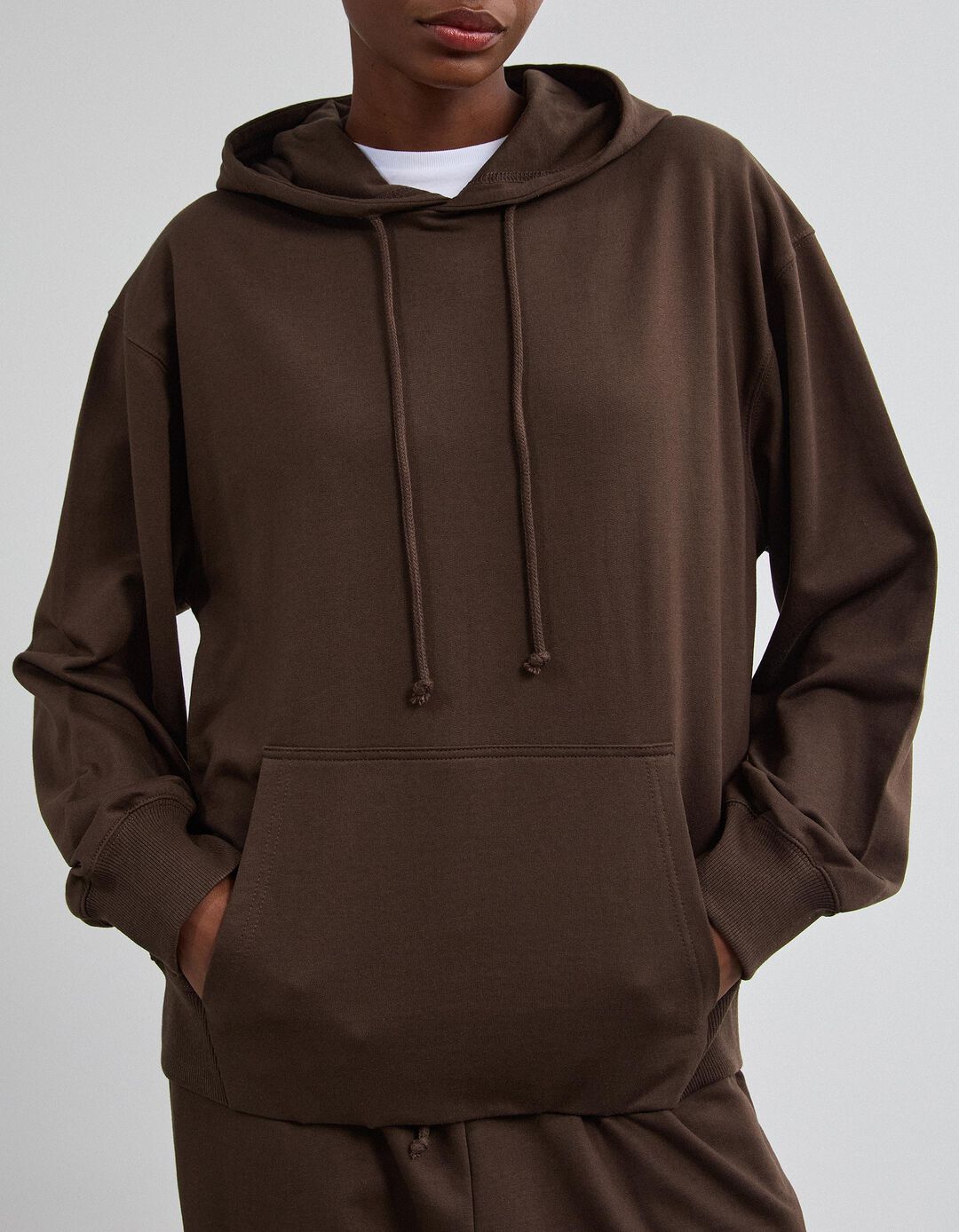 Sweatshirt Com Capuz, Mulher, Castanho Escuro