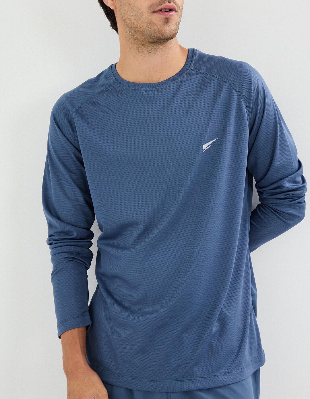 T-shirt Manga Comprida de Desporto, Homem, Azul