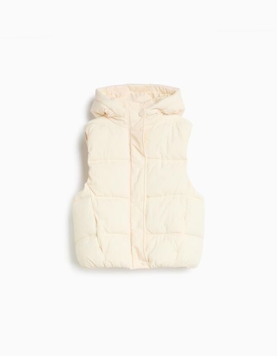 Comprar Online Colete Acolchoado Com Capuz, Menina, Bege Claro