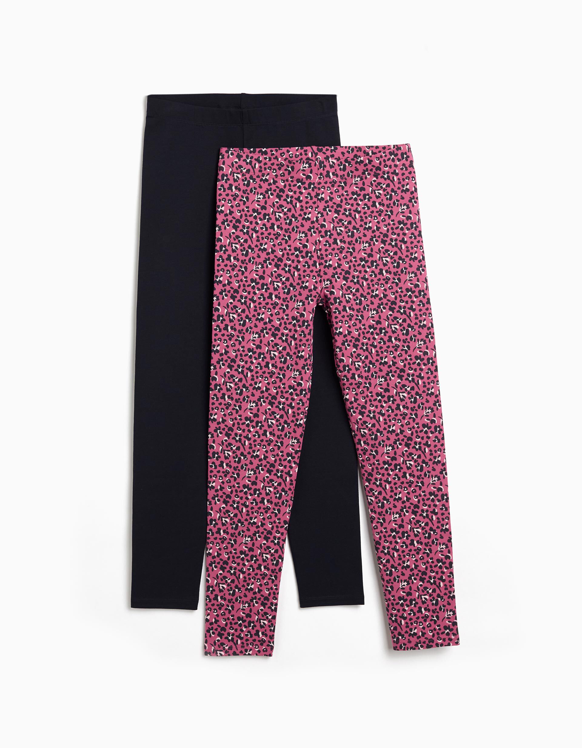 Pack 2 Leggings, Menina, Rosa Escuro