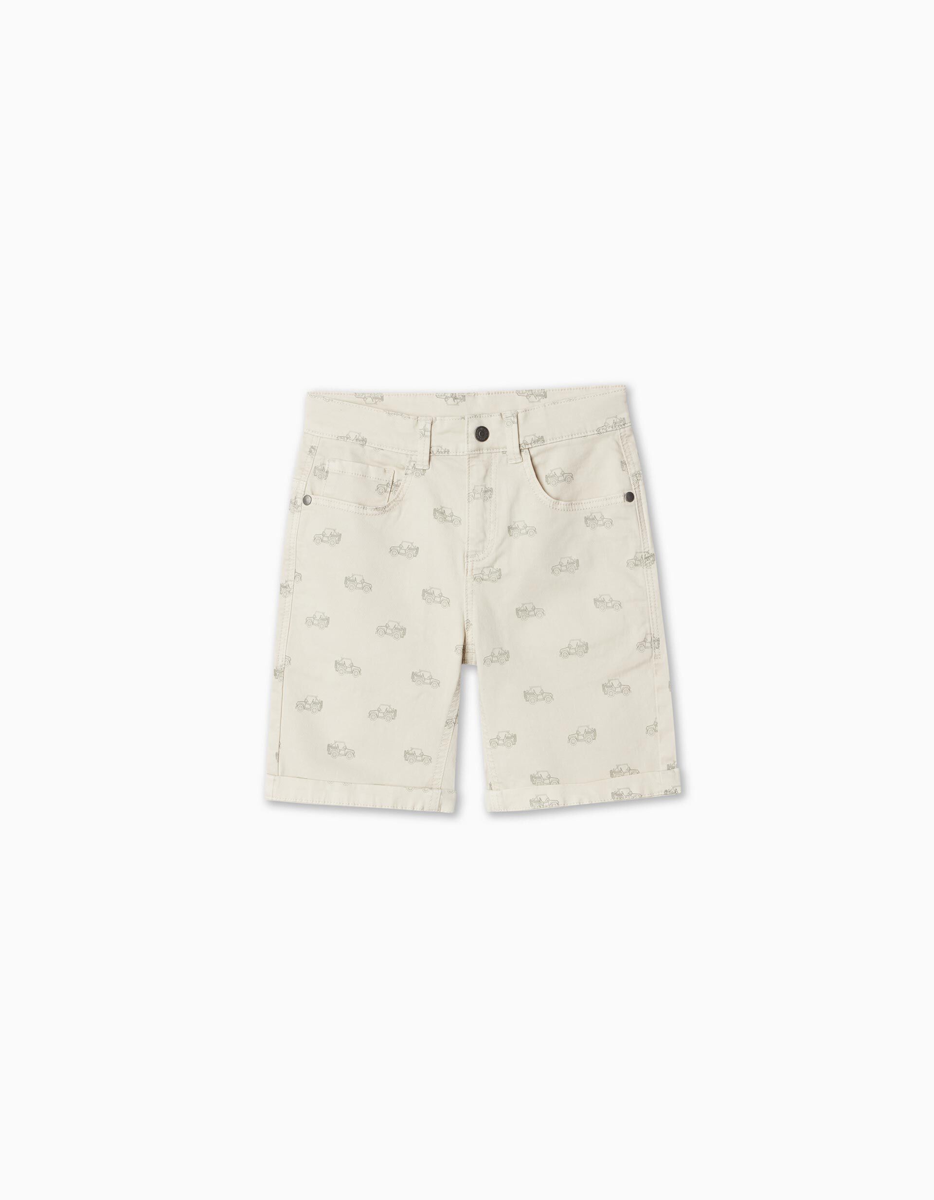 Comprar Online Printed Twill Shorts, Boy, Light Gray