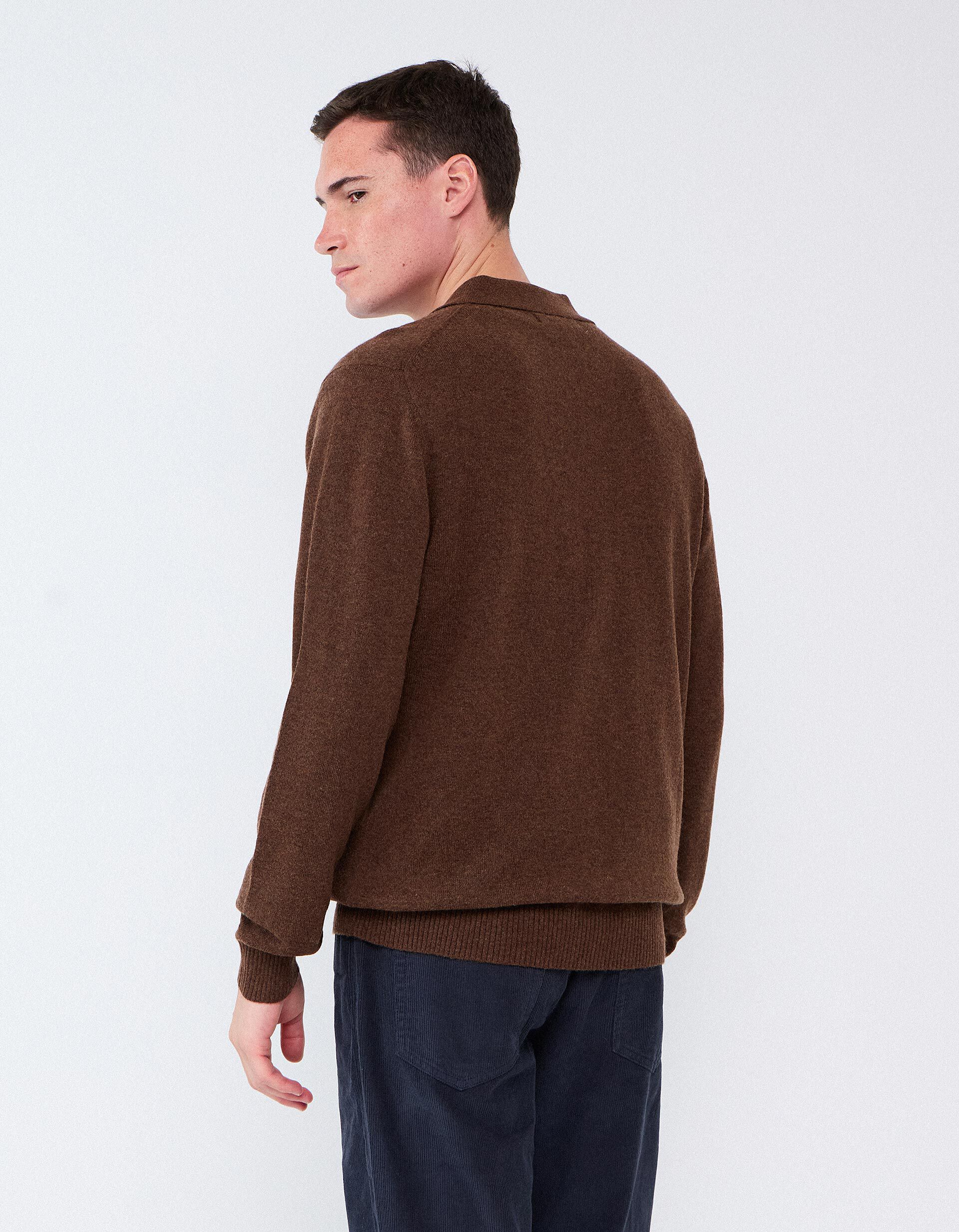 Comprar Online Polo Com Mistura De L&atilde;, Homem, Castanho Escuro