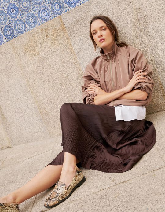 Comprar Online Saia Midi Fluida, Mulher, Castanho