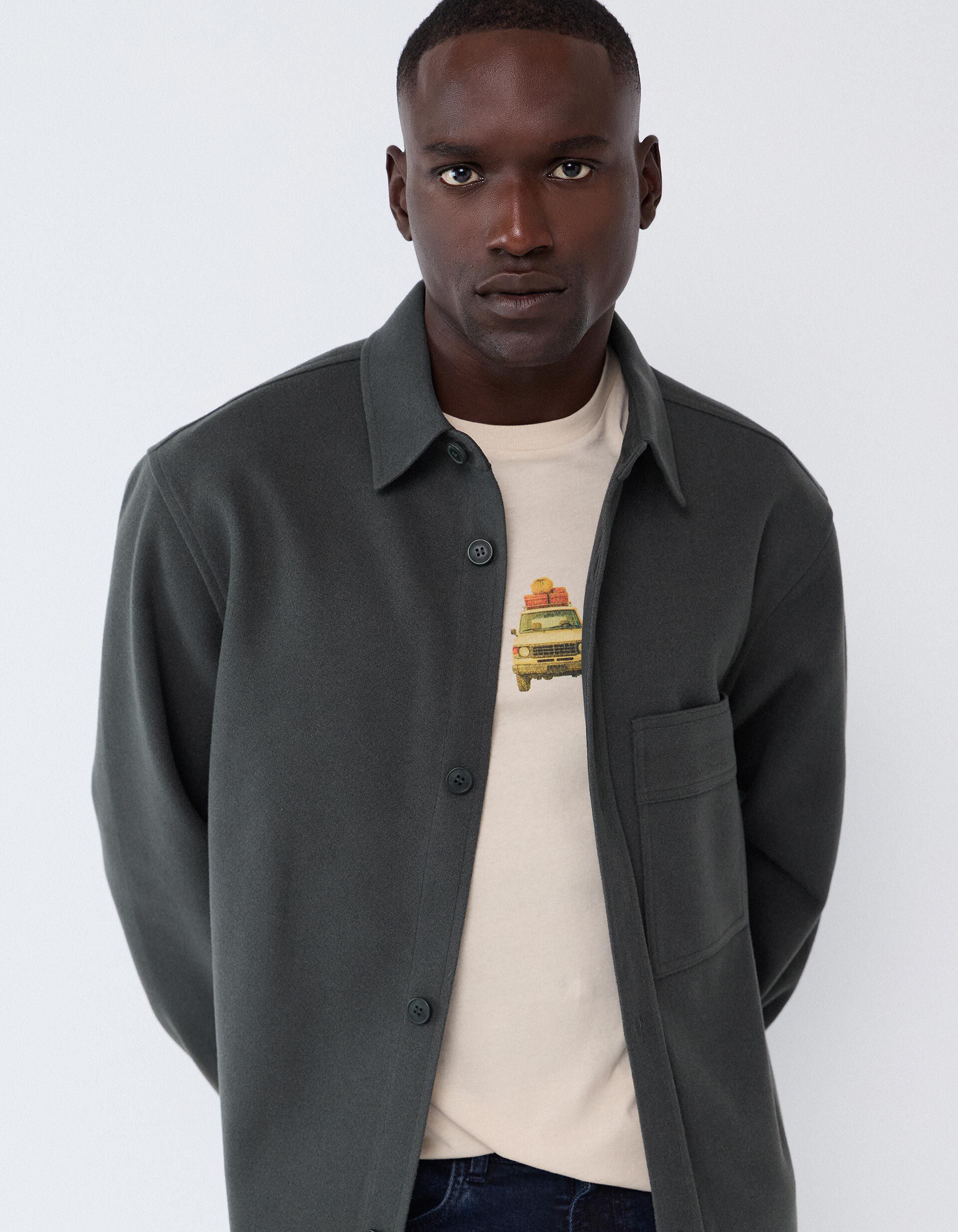 Comprar Online Sobrecamisa Em Malha, Homem, Verde Escuro
