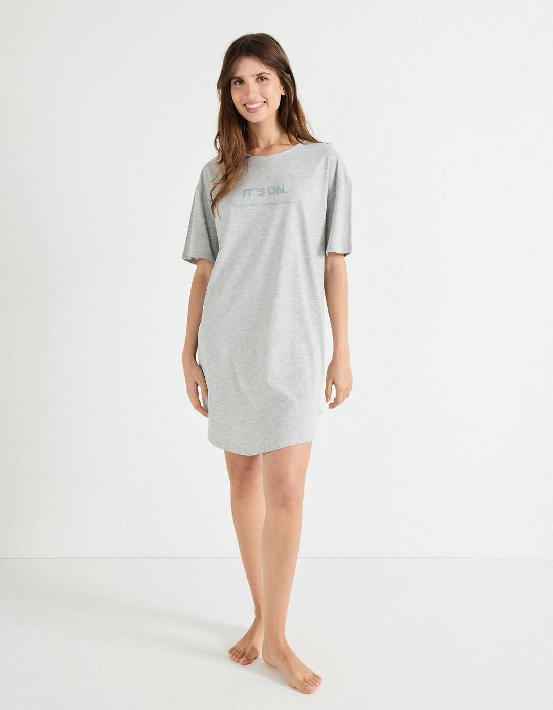 Camisa de Dormir, Mulher, Cinzento