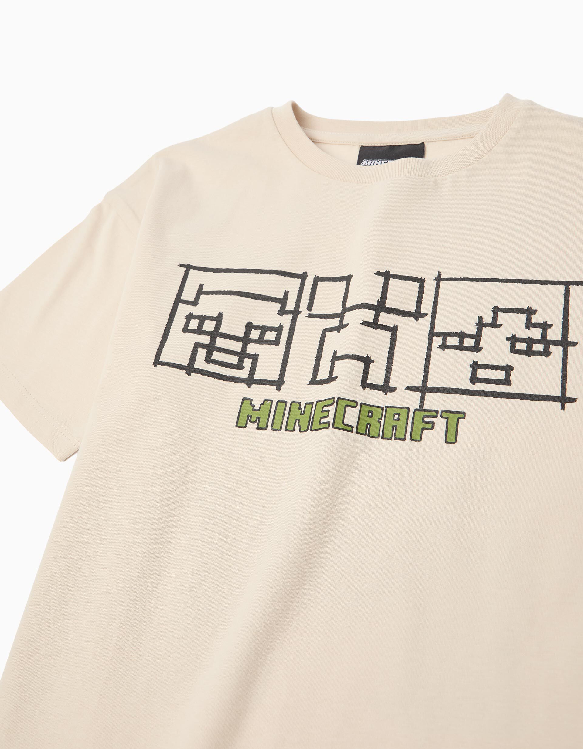 Comprar Online T-shirt Manga Curta 'Minecraft', Menino, Bege Claro 